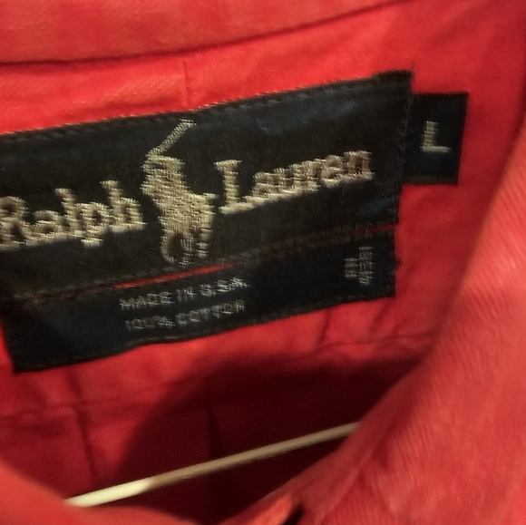 Ralph Lauren Men's 100% Cotton Red Casual Button Down Shirt Size-L - Picture 6 of 6